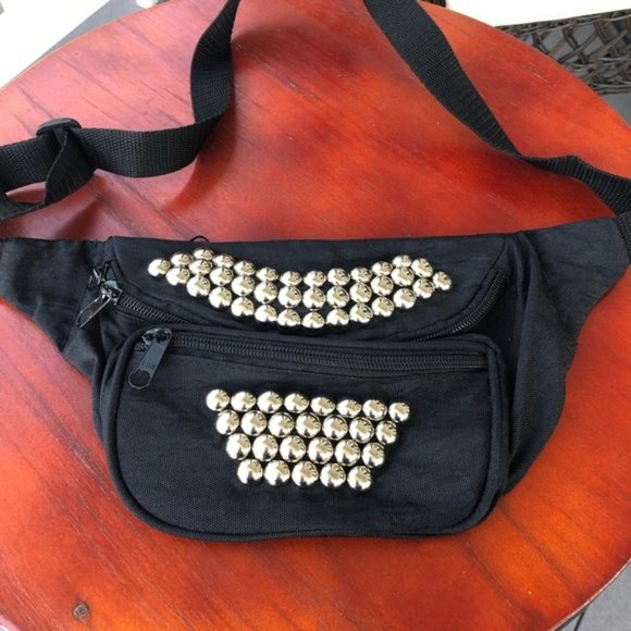 Embellished Black Fanny Pack/Belt Bag NWOT